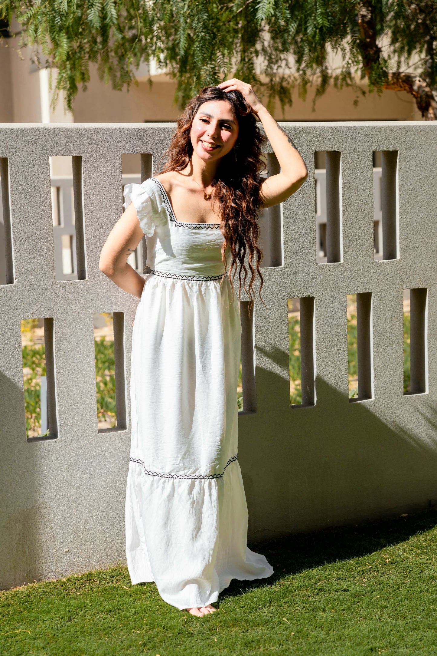 La Muse-Backless Bow Tie Maxi Dress
