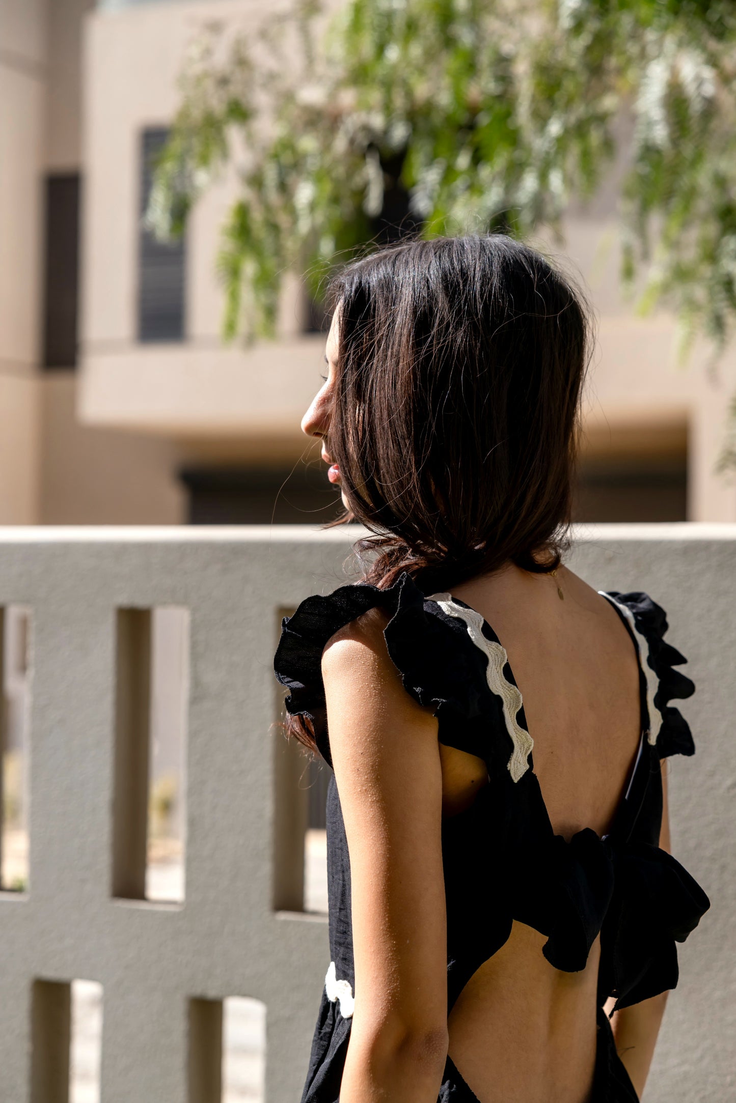 La Muse Backless Bow Tie Maxi Dress