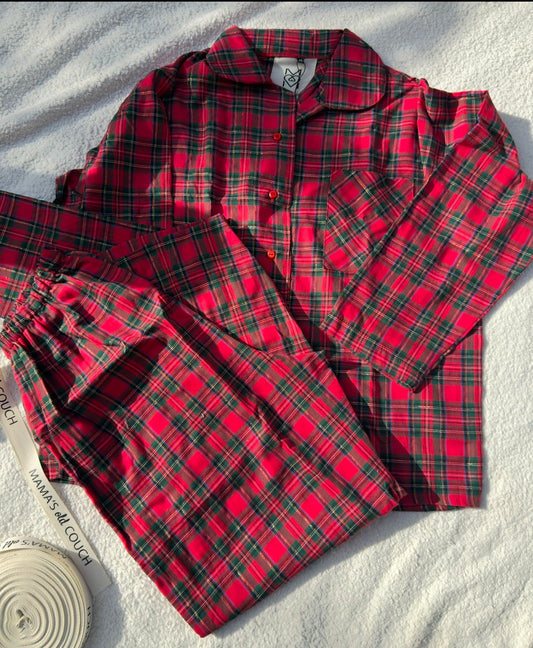 Red Gold-Thread Pajama Set/ long sleeves + pants