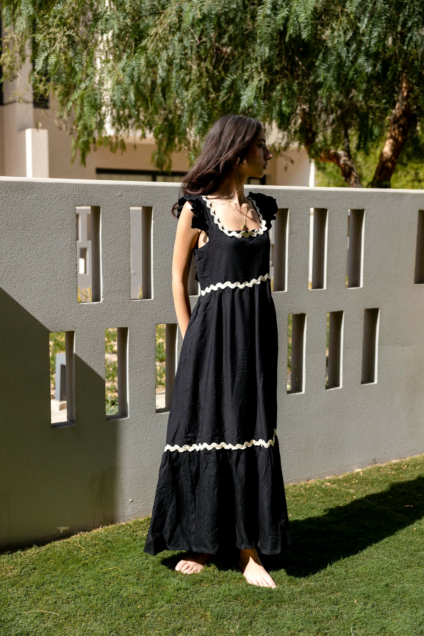 La Muse Backless Bow Tie Maxi Dress