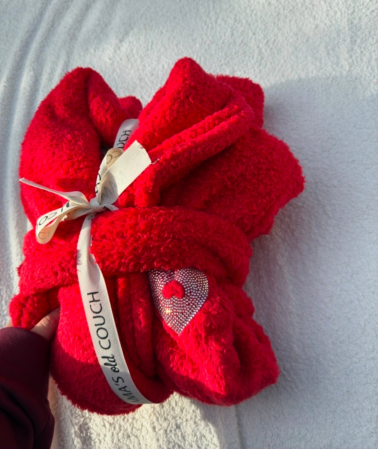 Rhinestones Heart Fur Robe / Sparkling Rhinestones Heart Fur Robe